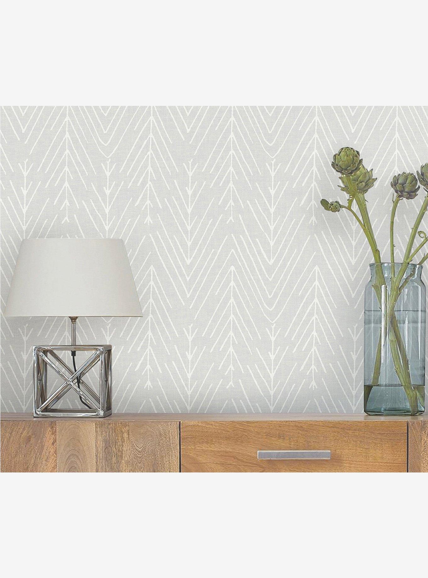 Twig Hygge Herringbone Grey Peel & Stick Wallpaper, , hi-res