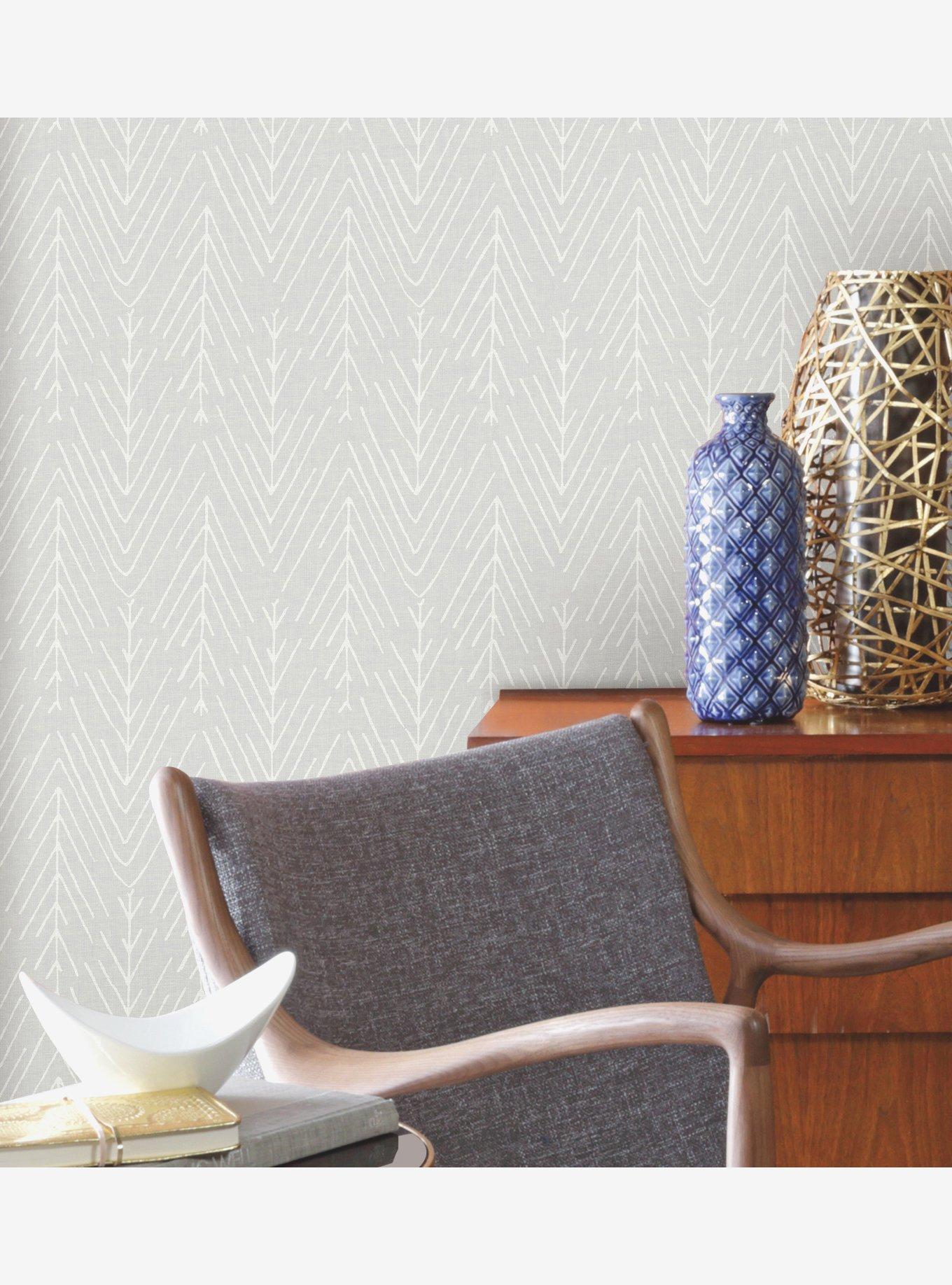 Twig Hygge Herringbone Grey Peel & Stick Wallpaper, , alternate - view 3