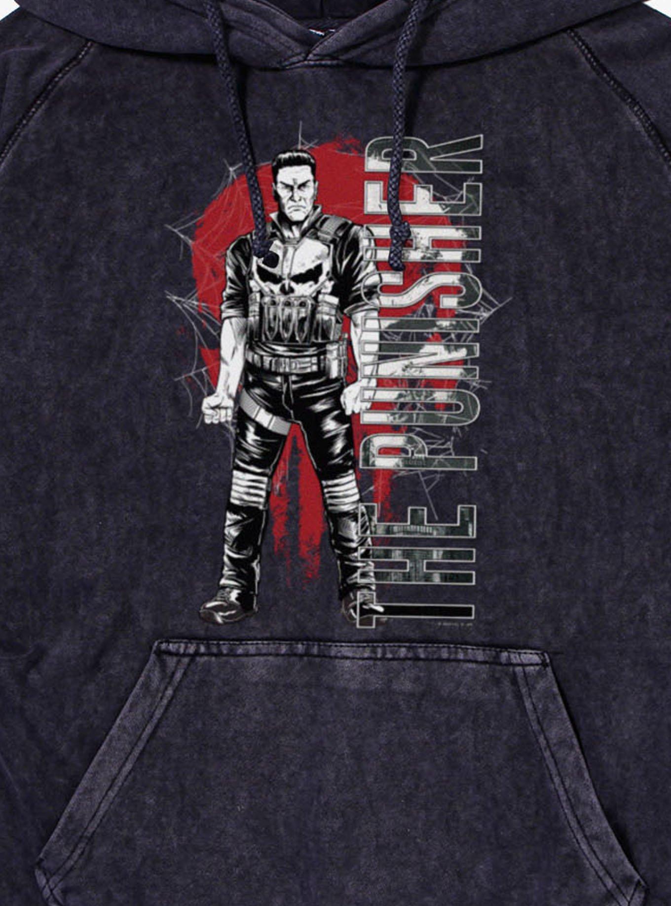 Marvel Spider-Man Brand New Day The Punisher Skull Mineral Wash Hoodie, VINTAGE BLACK, alternate - view 2