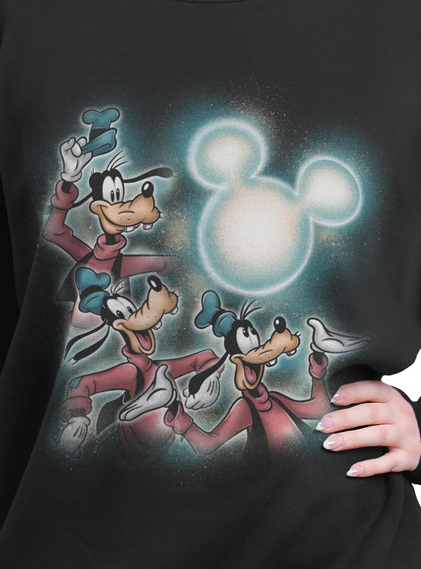 Disney Goofy Mickey Moon Womens Oversized Sweatshirt BoxLunch Exclusive, BLACK, alternate - view 2
