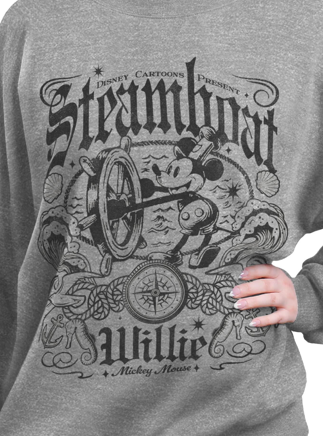Disney Steamboat Willie Mickey Mouse Womens Oversized Sweatshirt BoxLunch Exclusive, , hi-res
