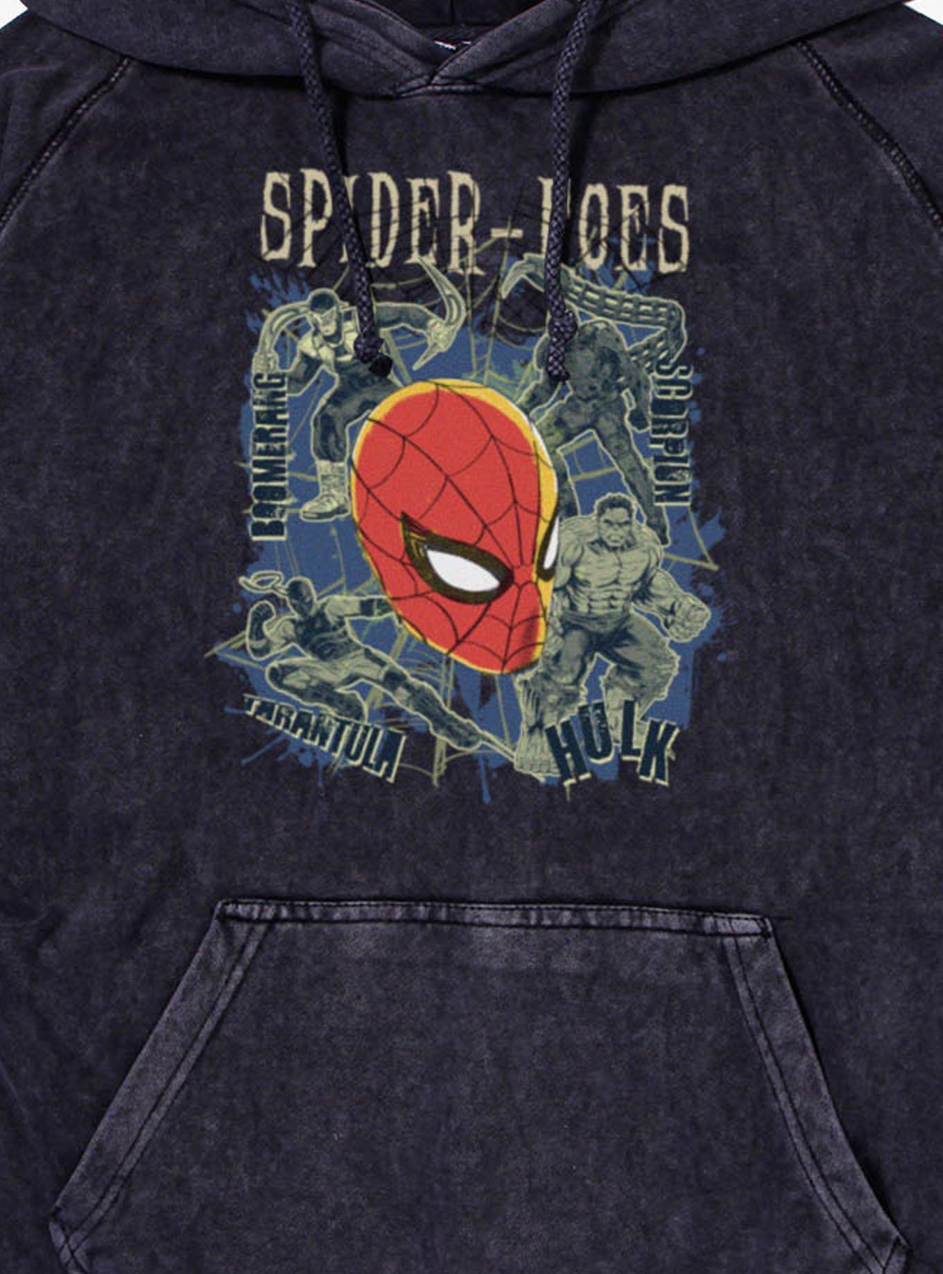 Marvel Spider-Man Brand New Day Spider-Foes Hulk Scorpion Boomerang Tarantula Mineral Wash Hoodie, VINTAGE BLACK, alternate - view 2