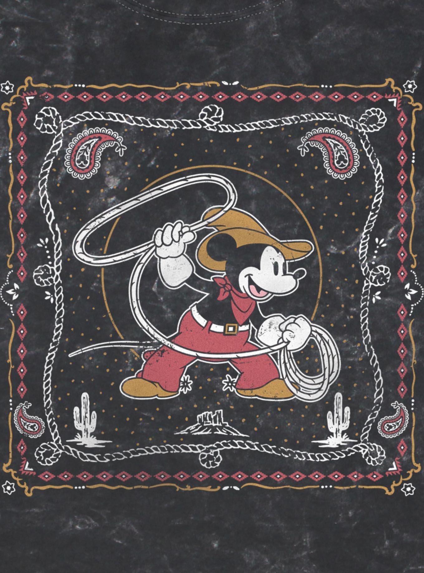 Disney Mickey Mouse Western Cowboy Paisley Mineral Wash T-Shirt BoxLunch Exclusive, , hi-res