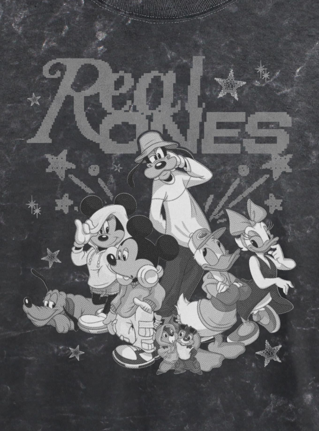 Disney Mickey Mouse Real Ones Womens Mineral Wash Crop T-Shirt BoxLunch Exclusive, BLACK, alternate - view 2