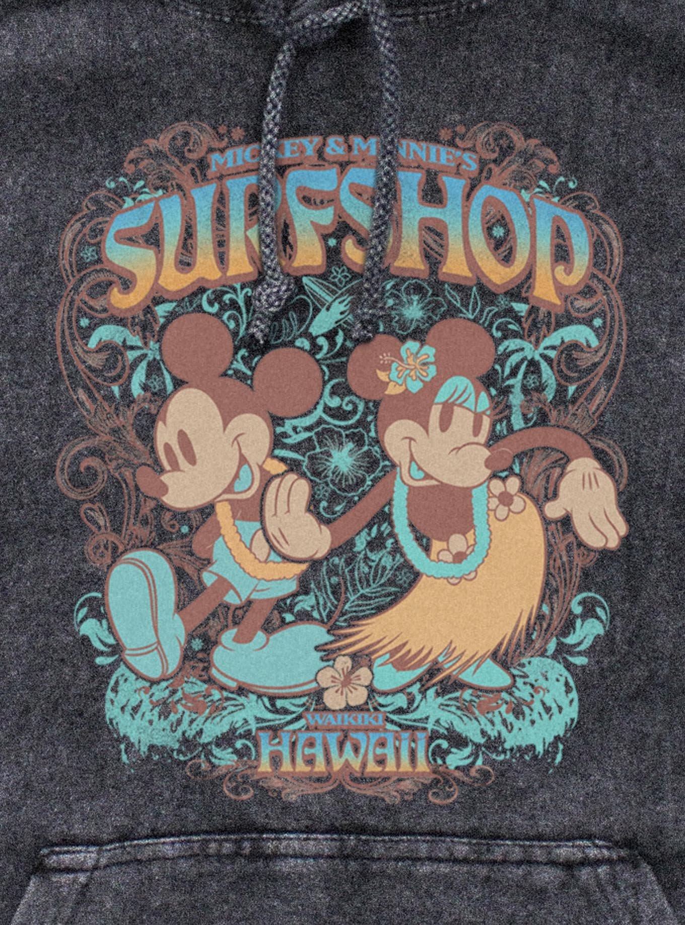 Disney Mickey Mouse & Minnie Surfshop Hawaii Mineral Wash Hoodie BoxLunch Exclusive