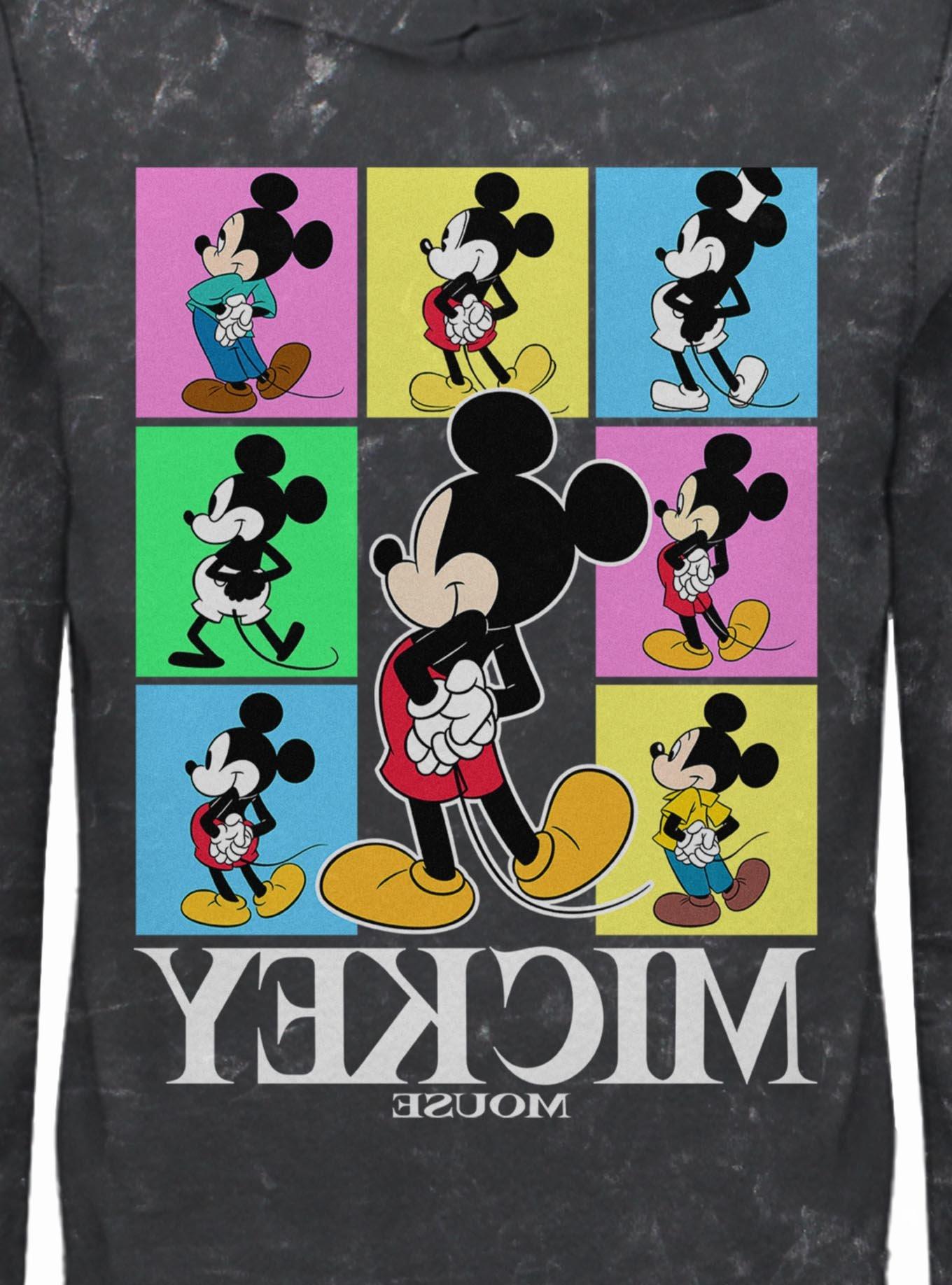 Disney Mickey Mouse Color Block Mineral Wash Hoodie BoxLunch Exclusive, BLACK, alternate - view 4