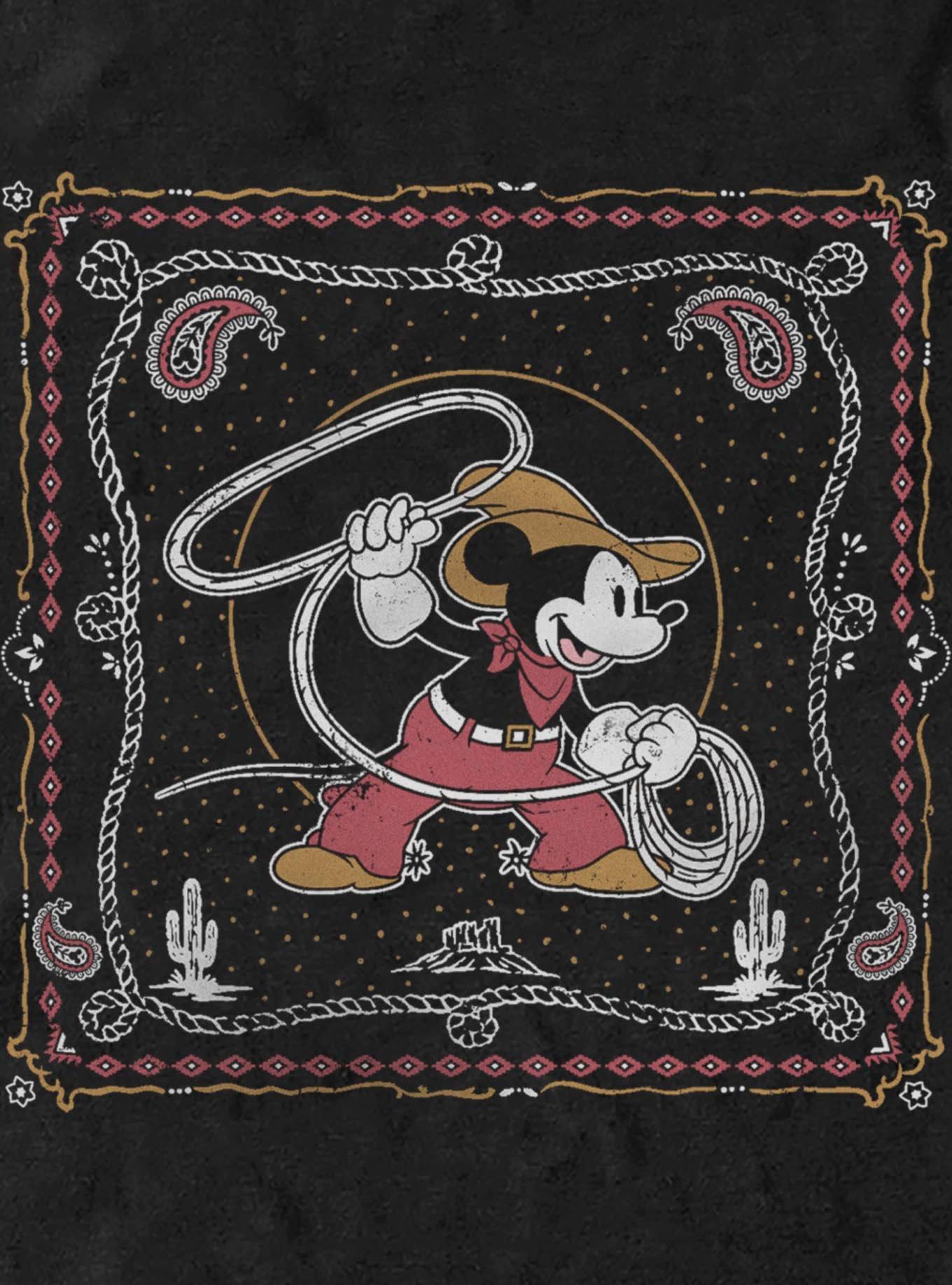Disney Mickey Mouse Western Cowboy Lasso Rope T-Shirt BoxLunch Exclusive, BLACK, alternate - view 4
