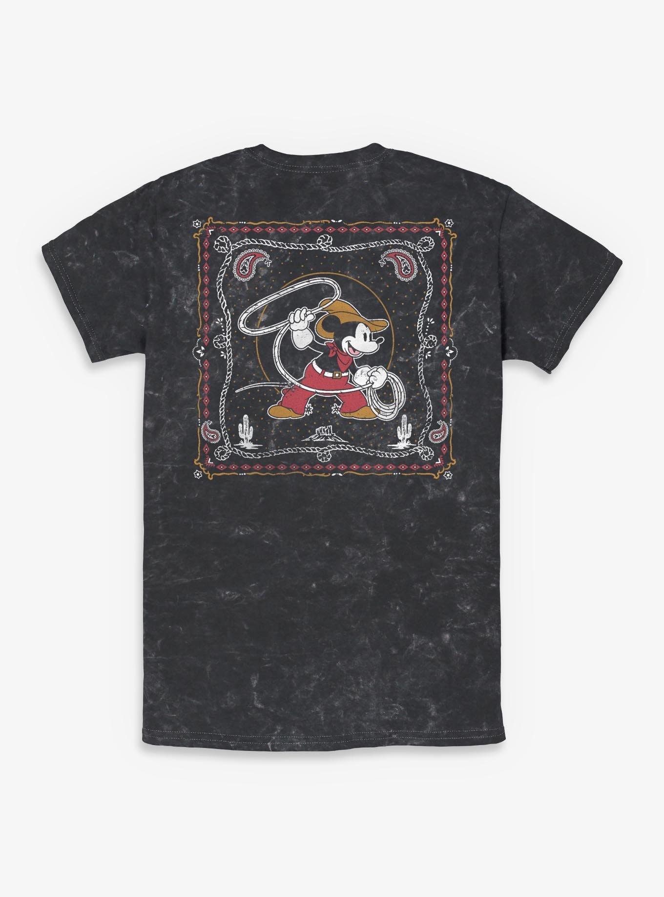 Disney Mickey Mouse Western Cowboy Lasso Rope Mineral Wash T-Shirt BoxLunch Exclusive
