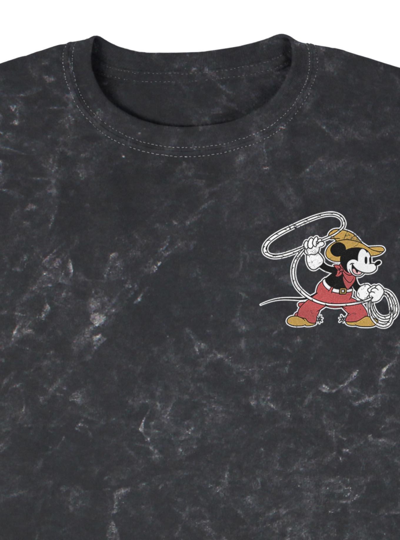 Disney Mickey Mouse Western Cowboy Lasso Rope Mineral Wash T-Shirt BoxLunch Exclusive, BLACK, alternate - view 3