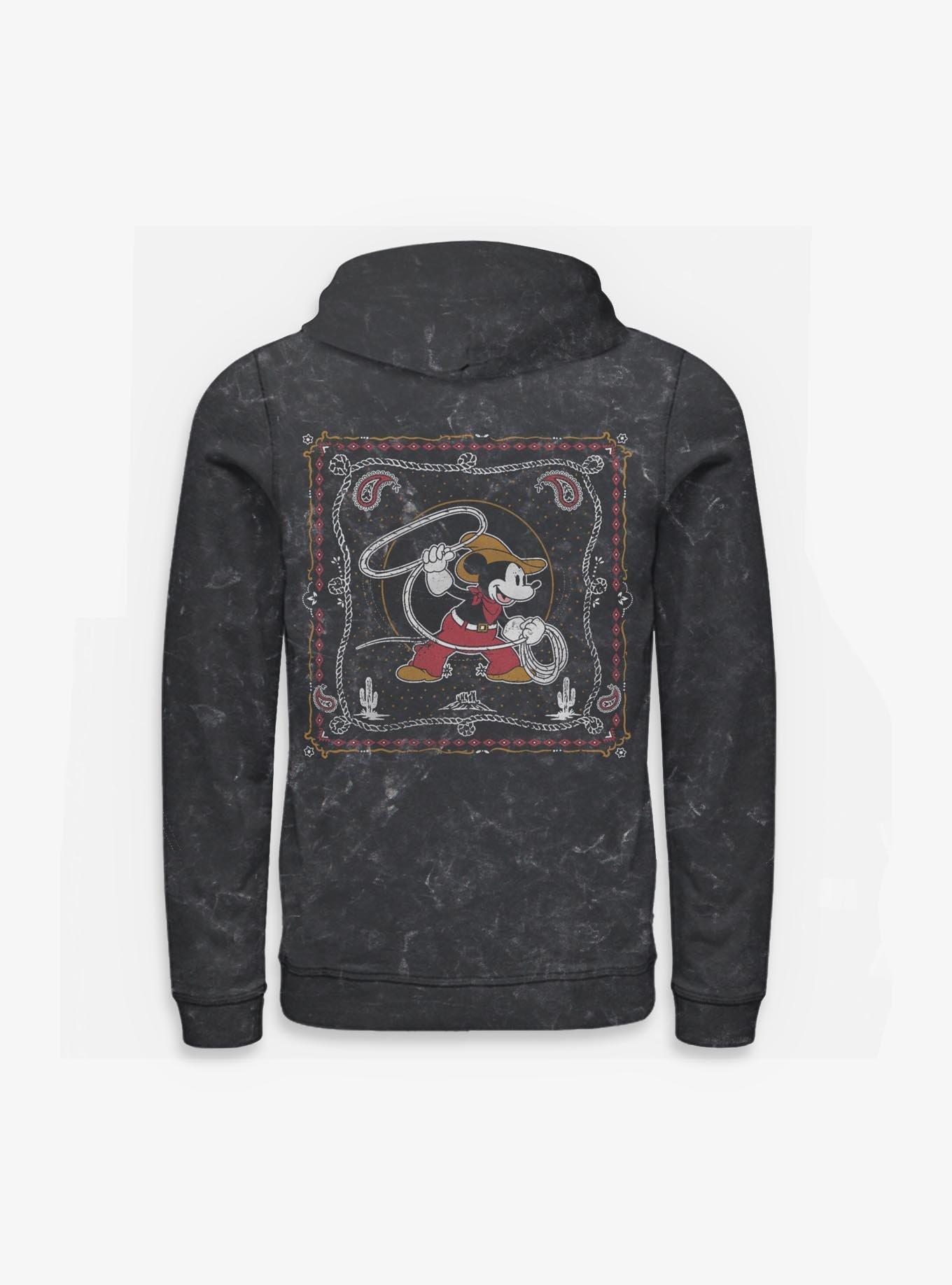 Disney Mickey Mouse Western Cowboy Lasso Rope Mineral Wash Hoodie BoxLunch Exclusive, , hi-res