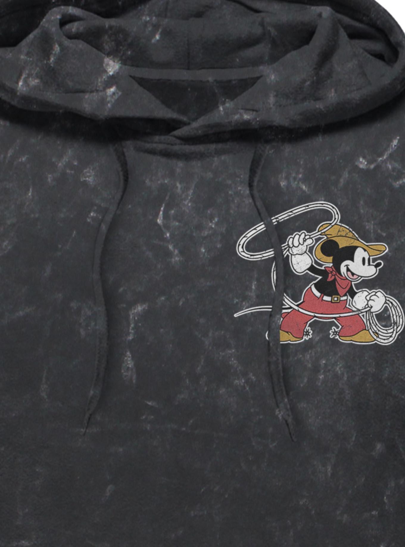 Disney Mickey Mouse Western Cowboy Lasso Rope Mineral Wash Hoodie BoxLunch Exclusive