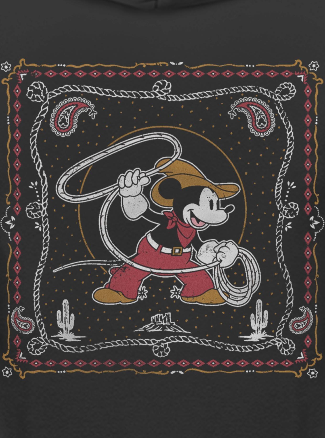 Disney Mickey Mouse Western Cowboy Lasso Rope Hoodie BoxLunch Exclusive, BLACK, alternate - view 4