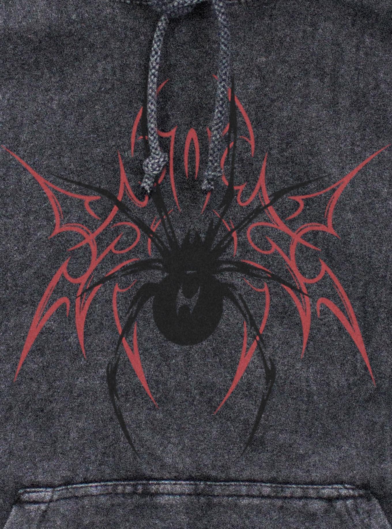 Killstar Black Widow Mineral Wash Hoodie, BLACK, alternate - view 2