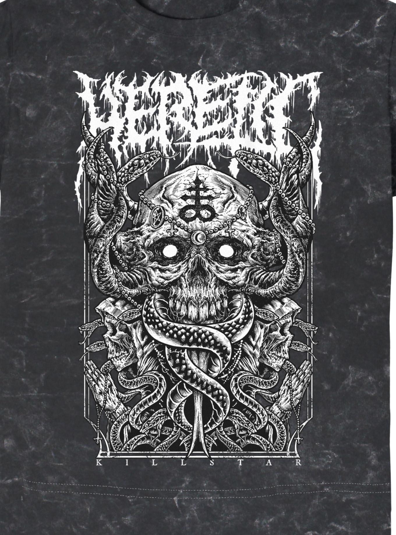 Killstar Heretic Skull Mineral Wash T-Shirt, BLACK, alternate - view 2