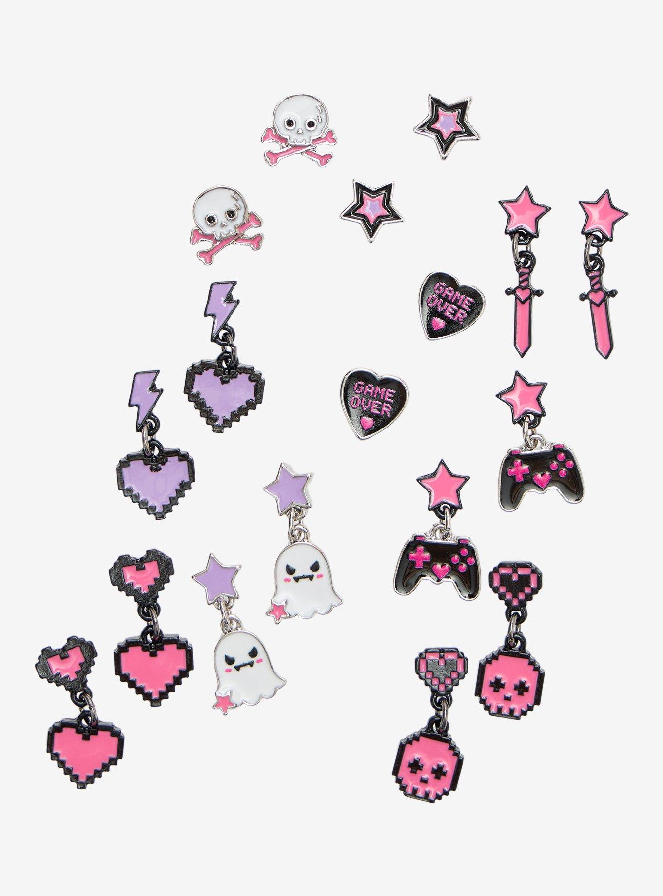 Pink Gamer Girl Icons Earring Set, , alternate - view 2