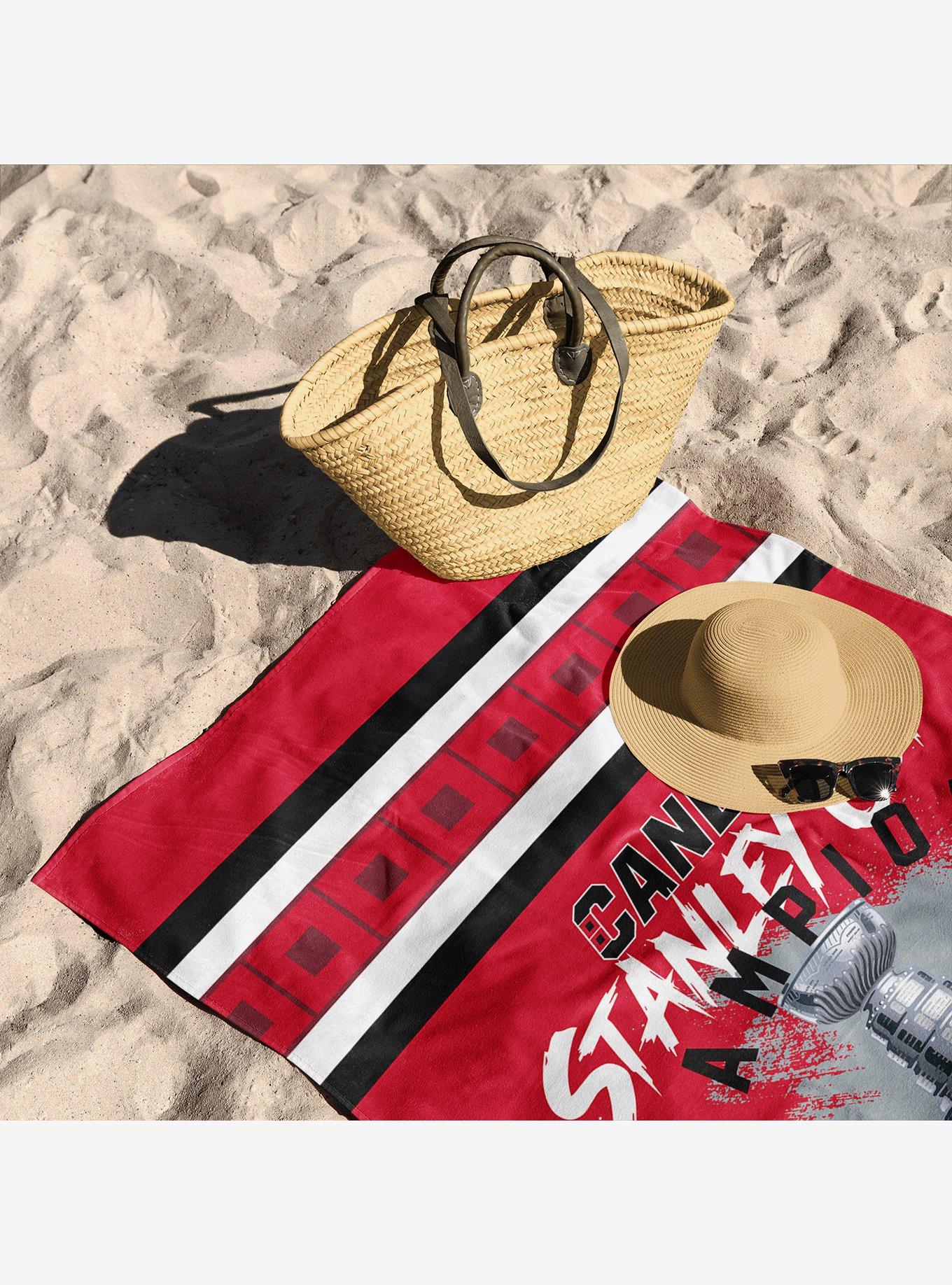 NHL Carolina Hurricanes Stanley Cup Multi-Champ Trophy Case Beach Towel, , alternate - view 3