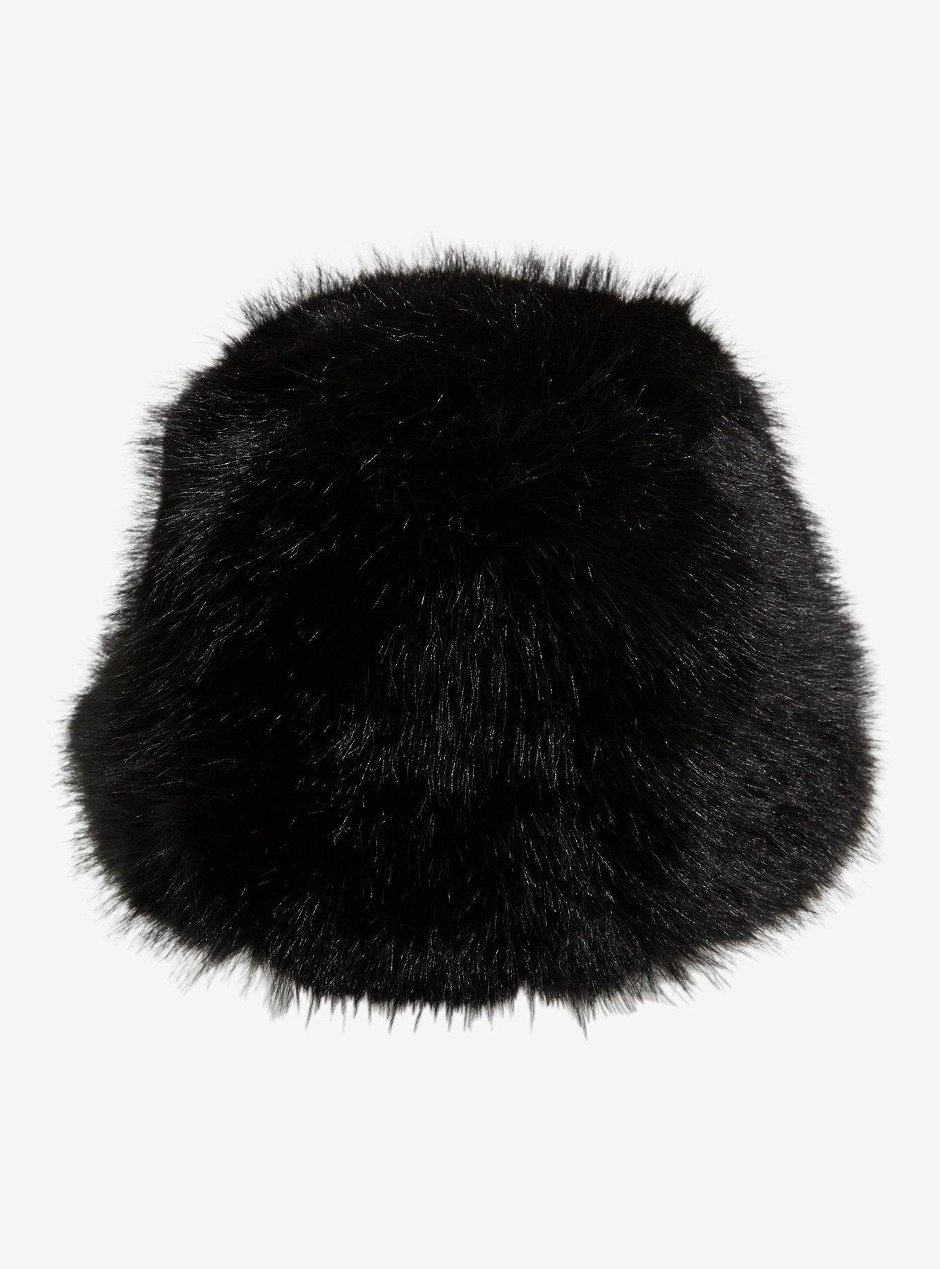 Black Fuzzy Bucket Hat, , alternate - view 2