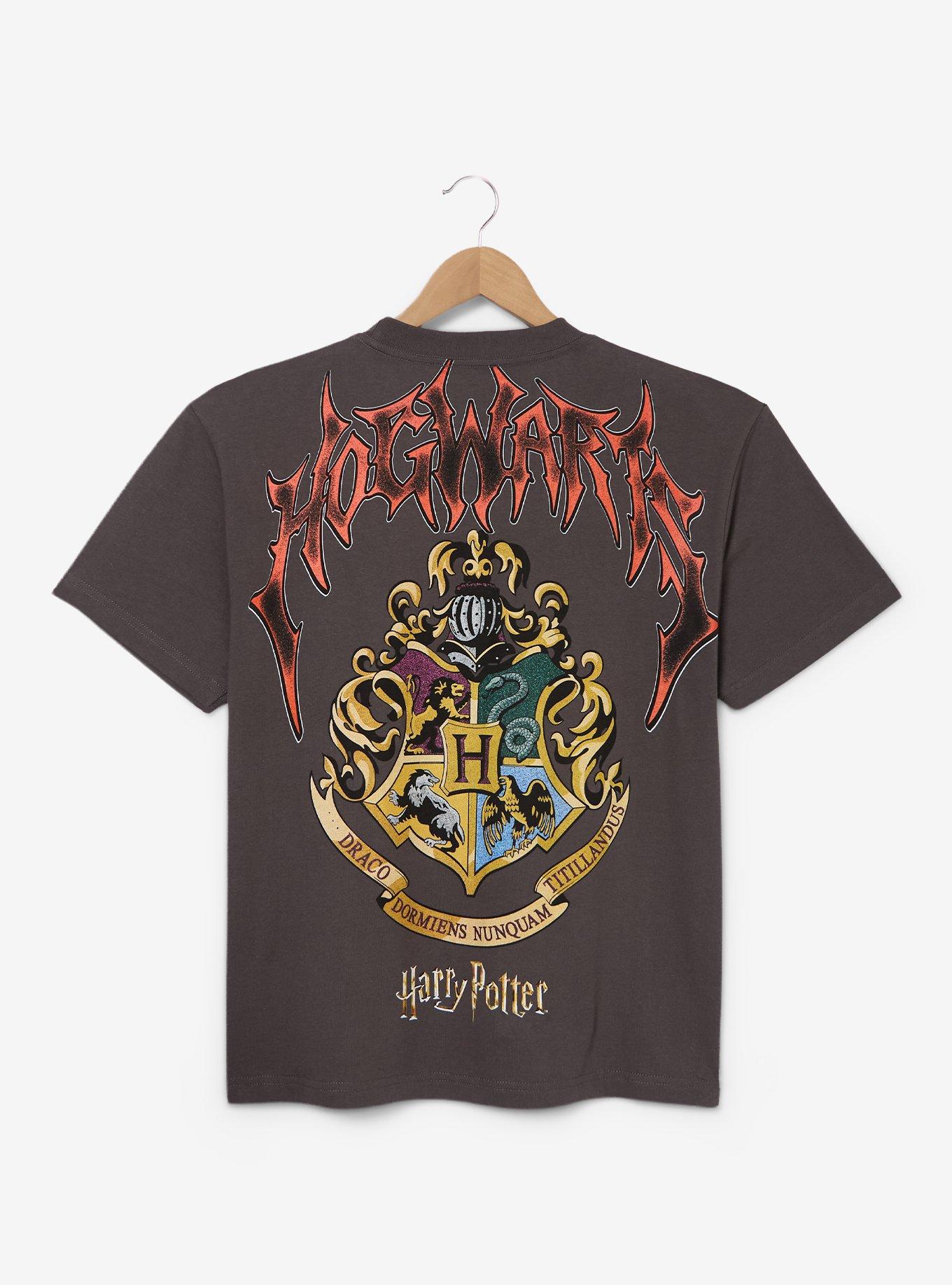 Harry Potter Hufflepuff Metal Lettering T-Shirt - BoxLunch Exclusive, CHARCOAL, alternate - view 2