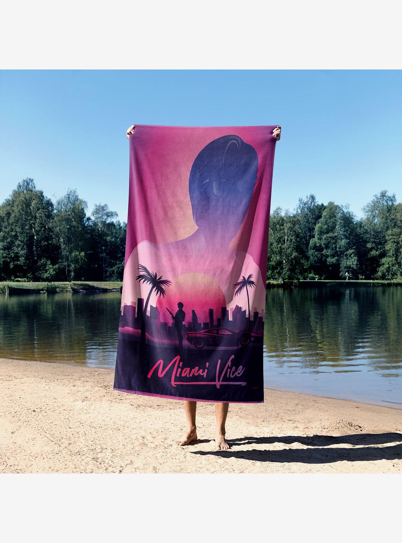 Miami Vice Evening Cityscape Sand Free Beach Towel, , alternate - view 3
