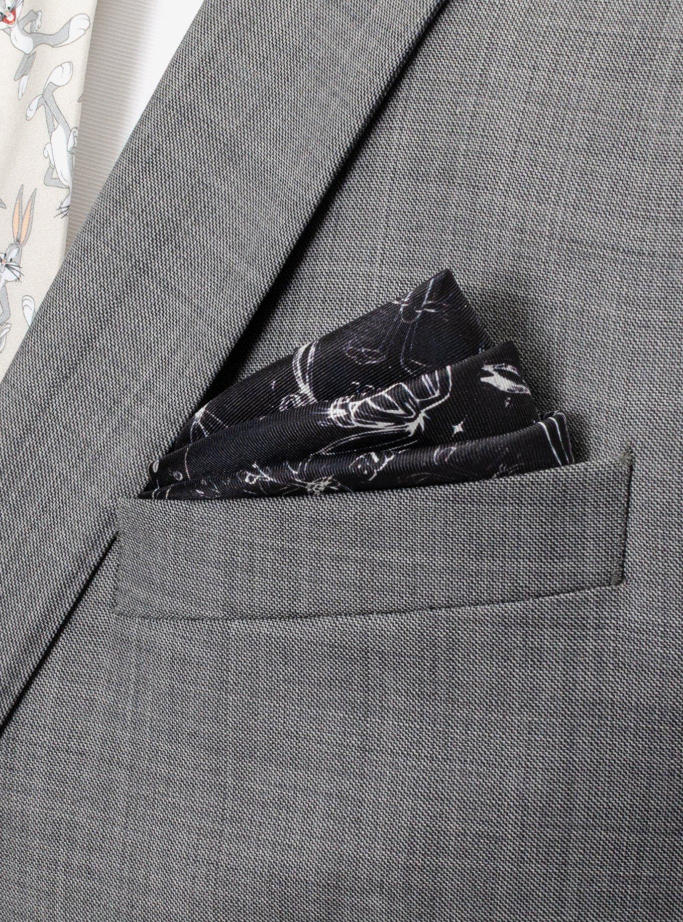 Looney Tunes Bugs Bunny Black Silk Pocket Square