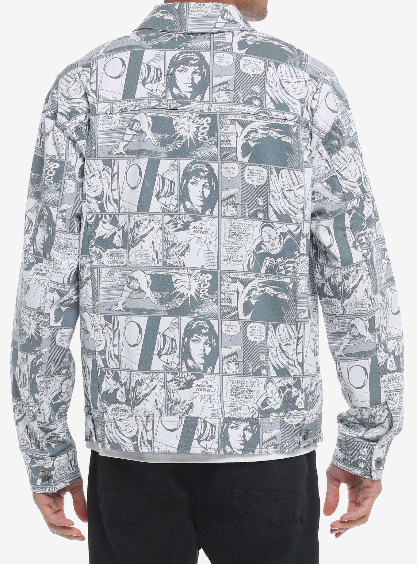 Our Universe Marvel Comic Panels Oversized Denim Jacket - thumbnail 3