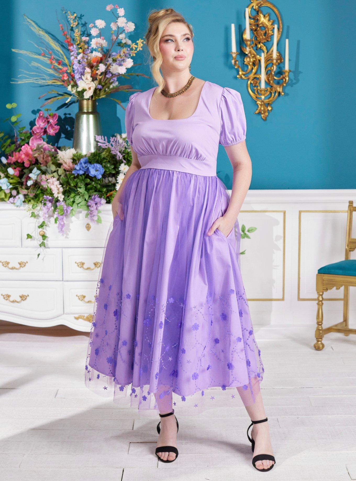 Her Universe Bridgerton Kate Sharma Midi Dress Plus Size, LILAC, alternate - view 2
