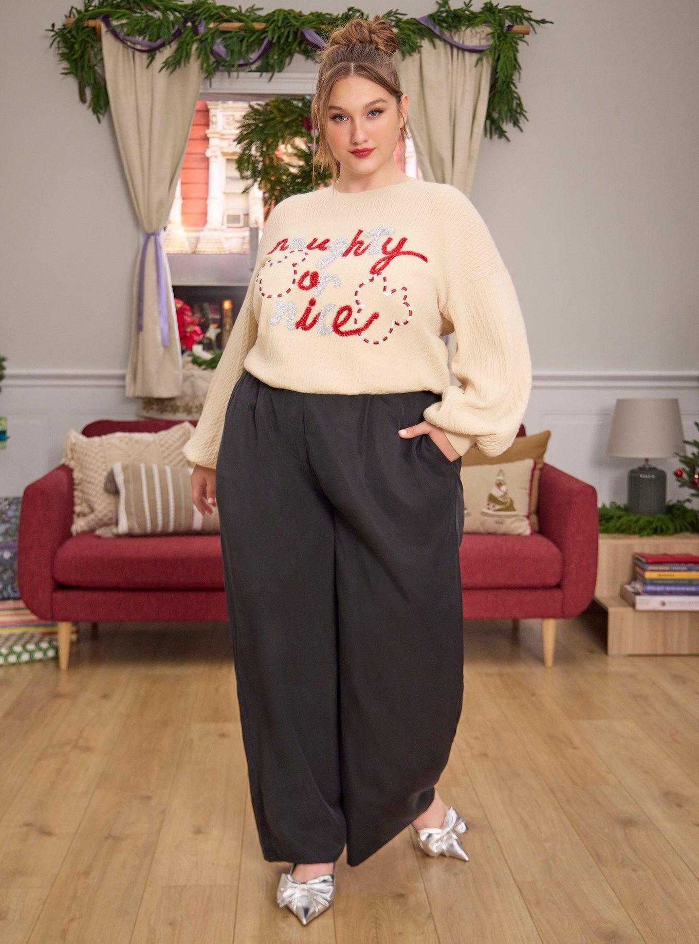 Her Universe Disney Mickey Mouse & Minnie Naughty Or Nice Sweater Plus