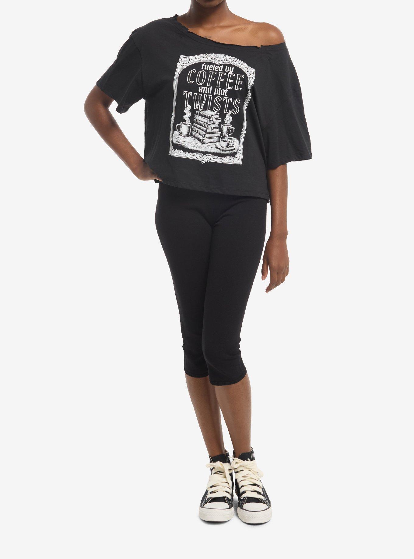 Coffee & Plot Twists Girls Off-Shoulder T-Shirt, , alternate - view 2