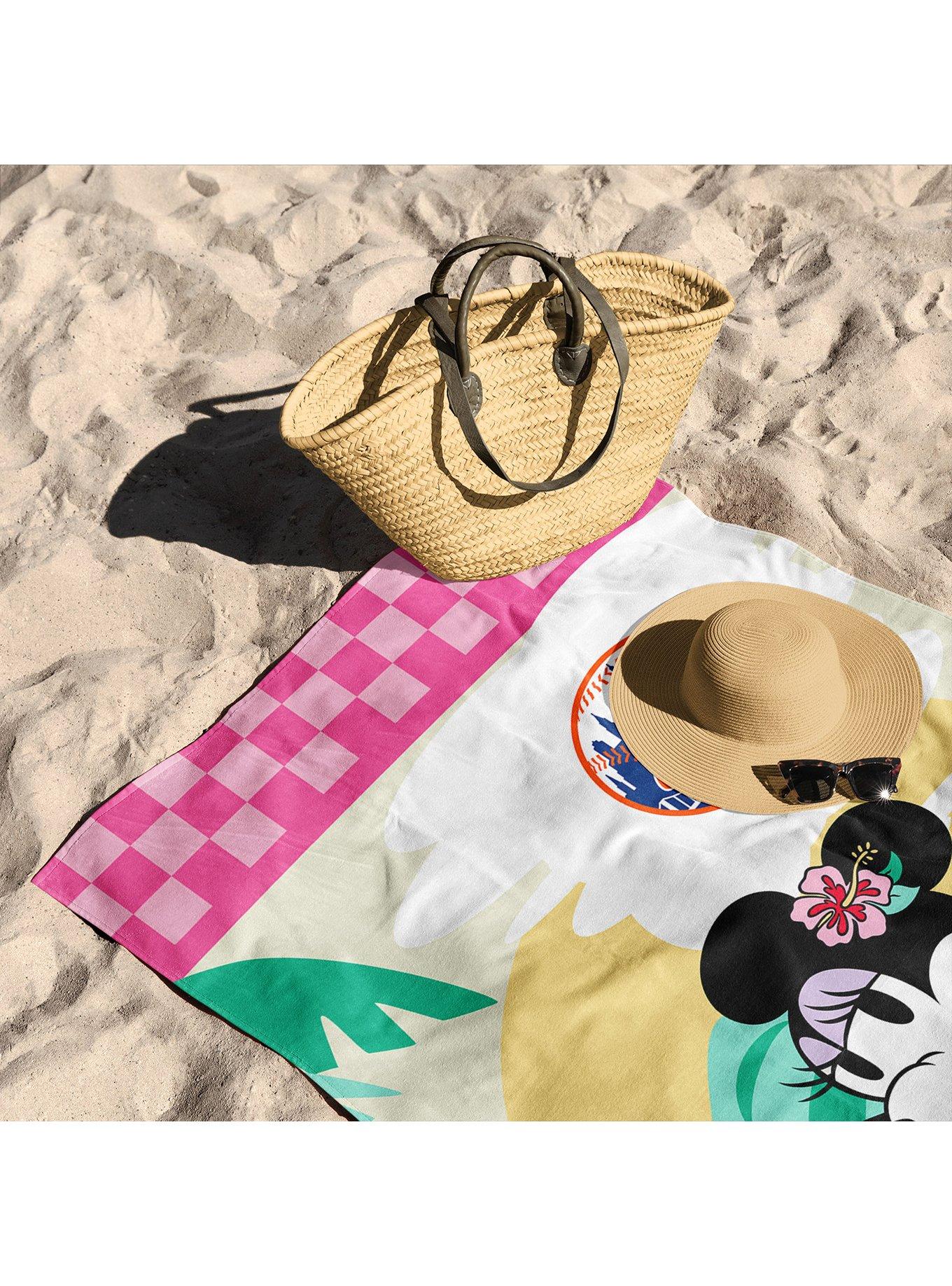 MLB New York Mets Disney Minnie Mouse Beachy Check Pink Microfiber Beach Towel, , alternate - view 3