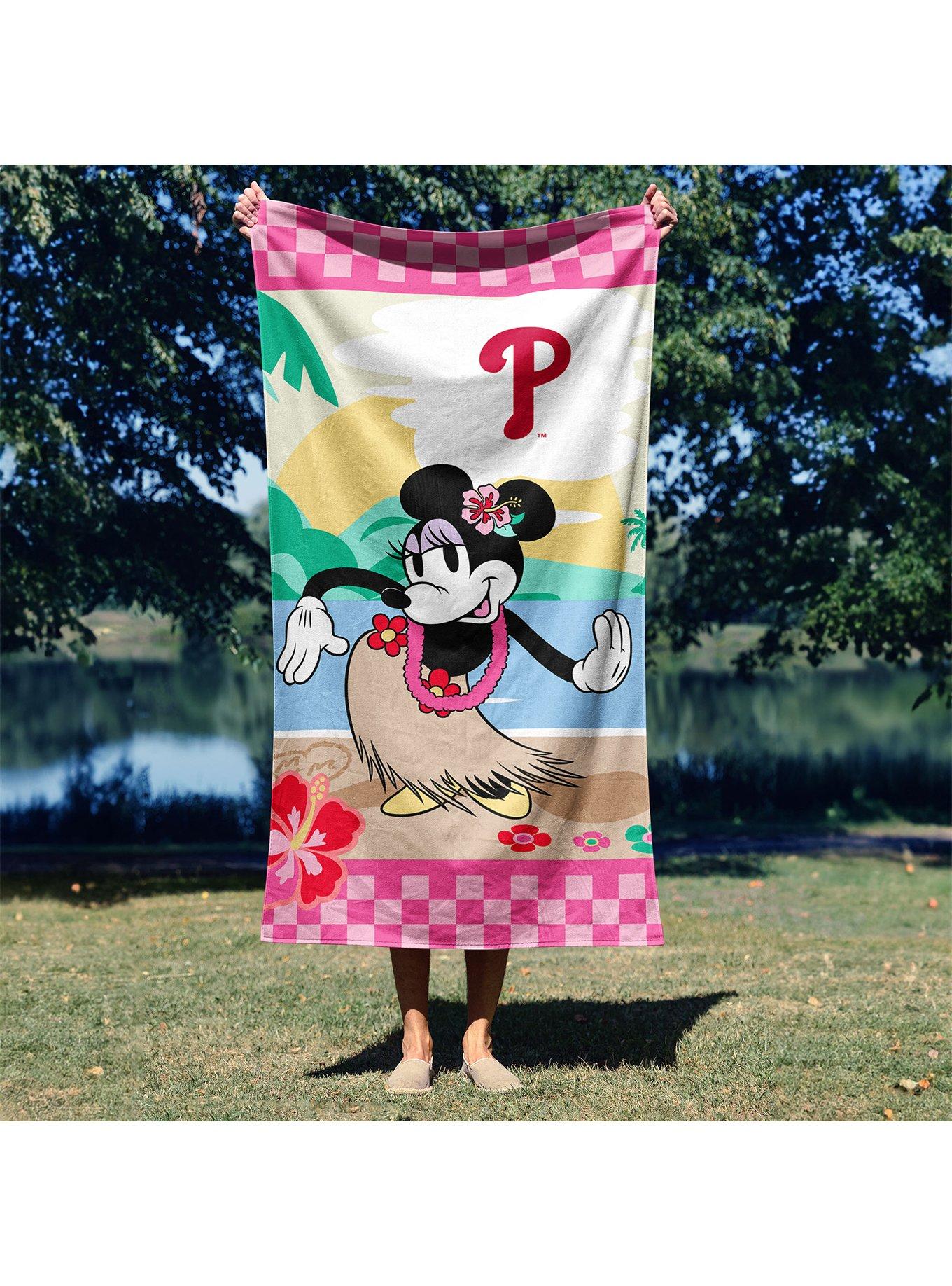 MLB Philadelphia Phillies Disney Minnie Mouse Beachy Check Pink Microfiber Beach Towel, , alternate - view 4