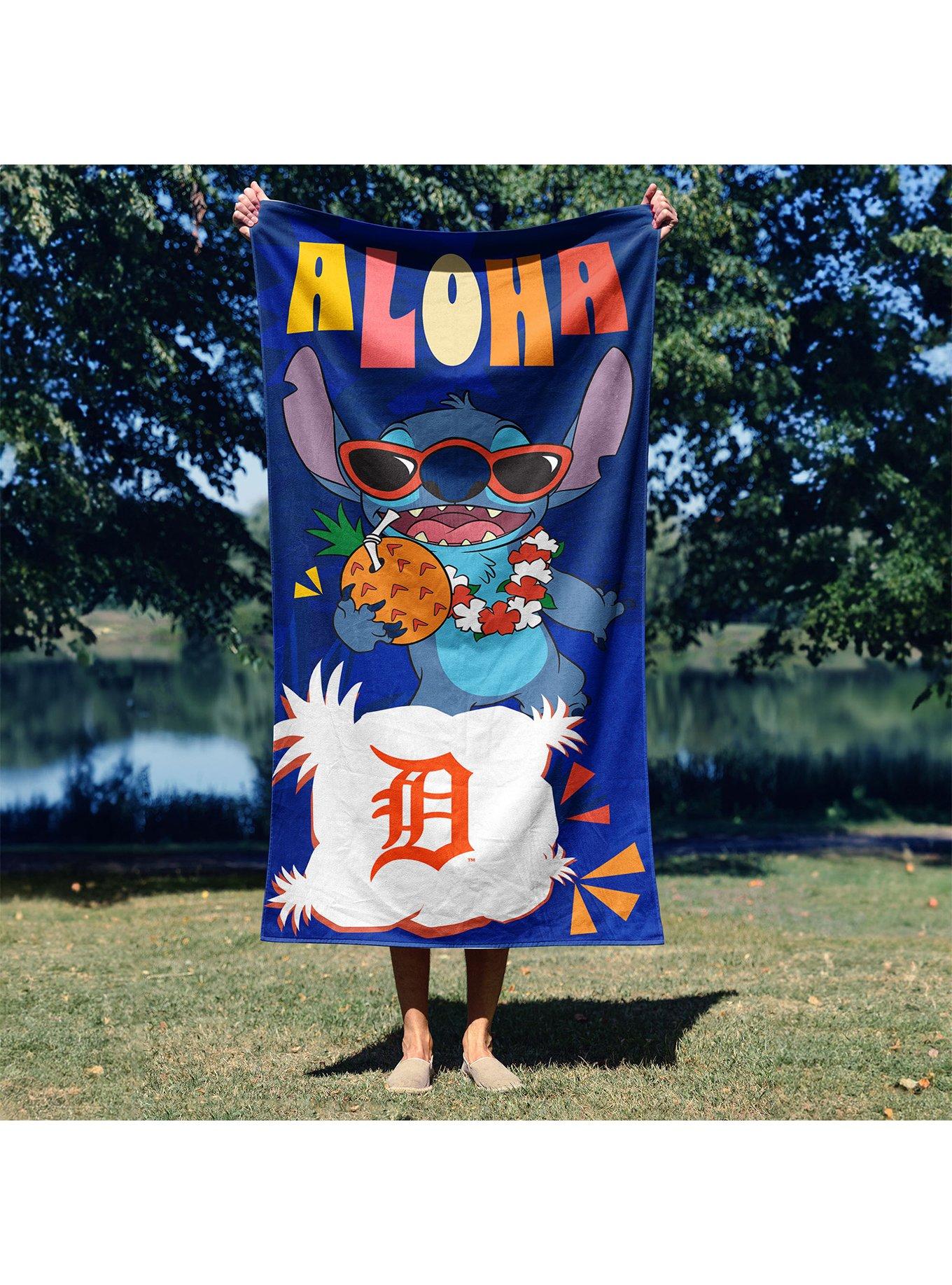 MLB Detroit Tigers Disney Lilo & Stitch Tropic Royal Microfiber Beach Towel, , alternate - view 4
