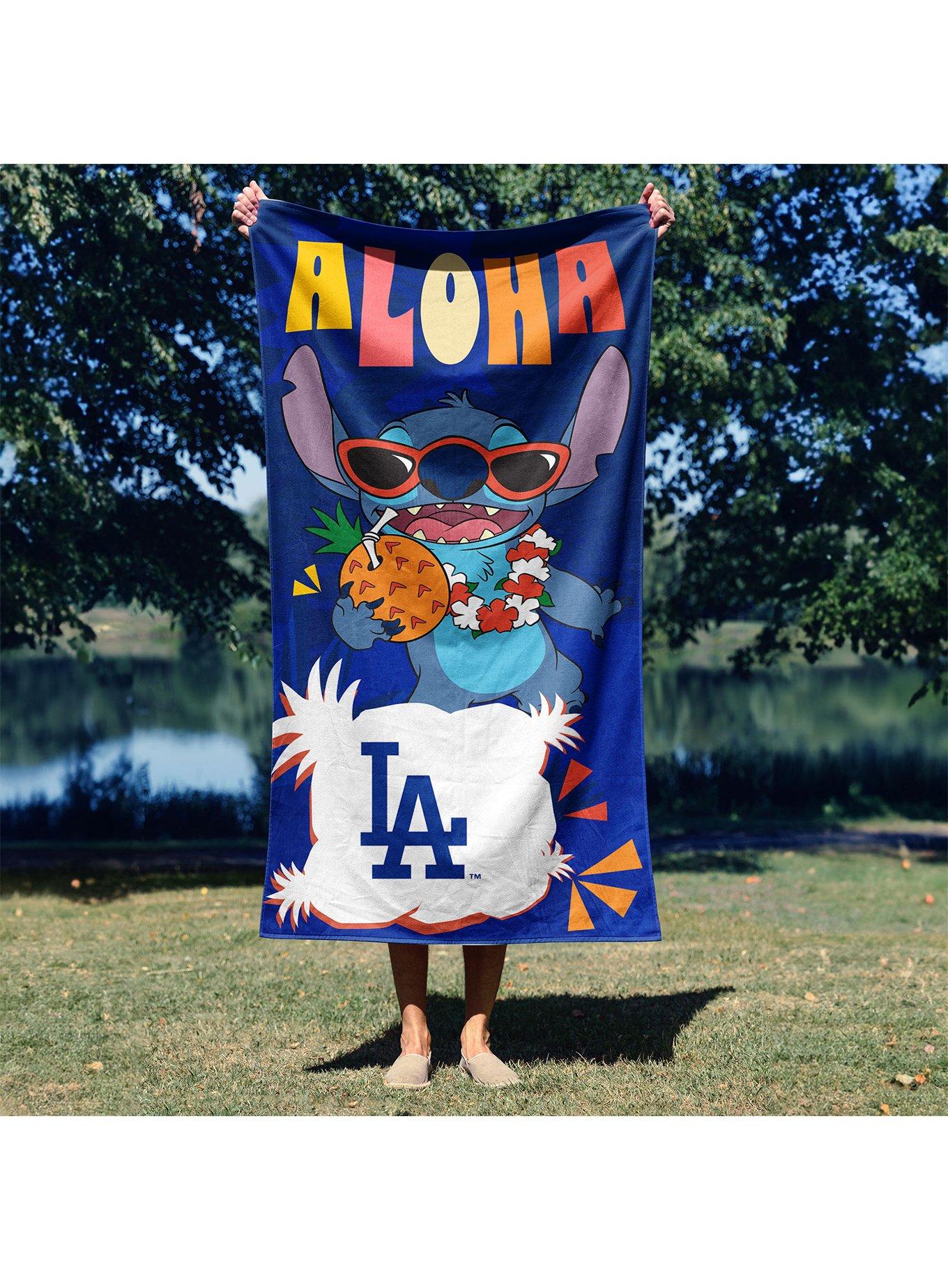 MLB Los Angeles Dodgers Disney Lilo & Stitch Tropic Royal Microfiber Beach Towel, , alternate - view 4