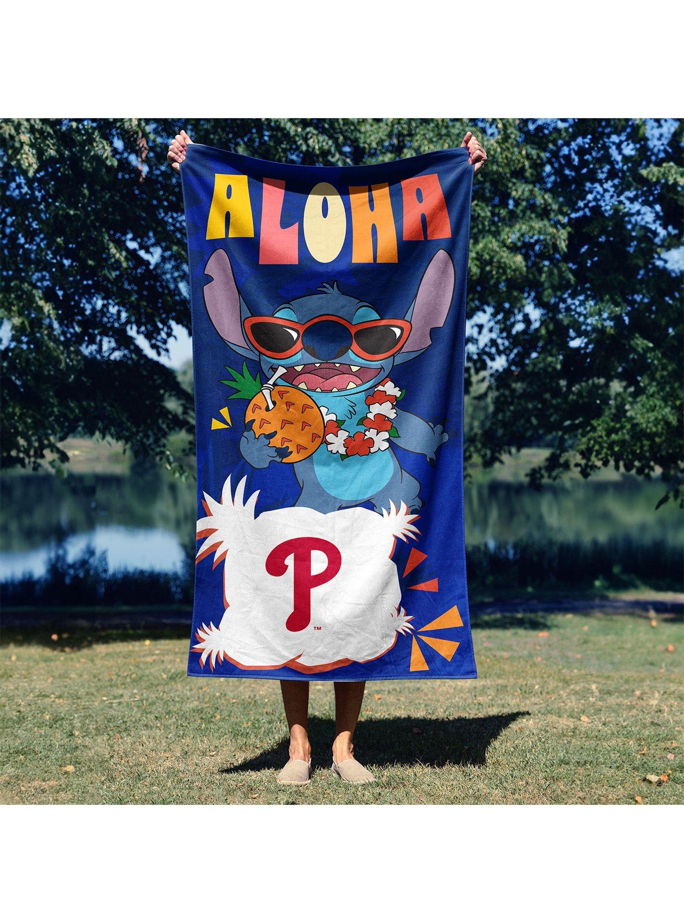 MLB Philadelphia Phillies Disney Lilo & Stitch Tropic Royal Microfiber Beach Towel, , alternate - view 4