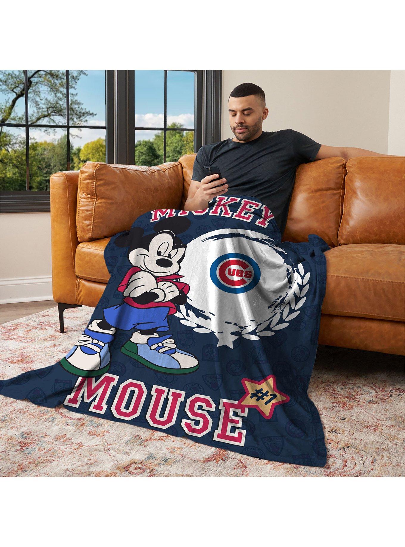 MLB Chicago Cubs Disney Mickey Mouse Baller Navy Silk Touch Throw Blanket, , alternate - view 3