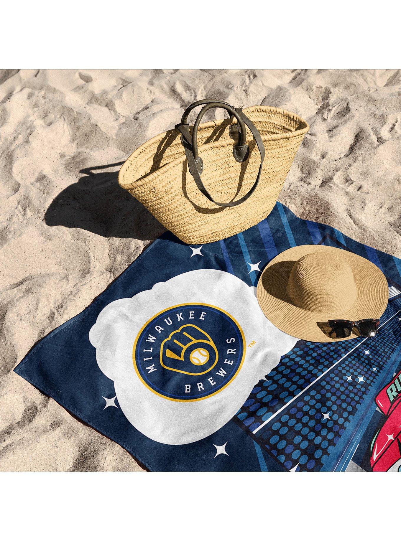 MLB Milwaukee Brewers Disney Pixar Cars Speedline Navy Microfiber Beach Towel, , alternate - view 3