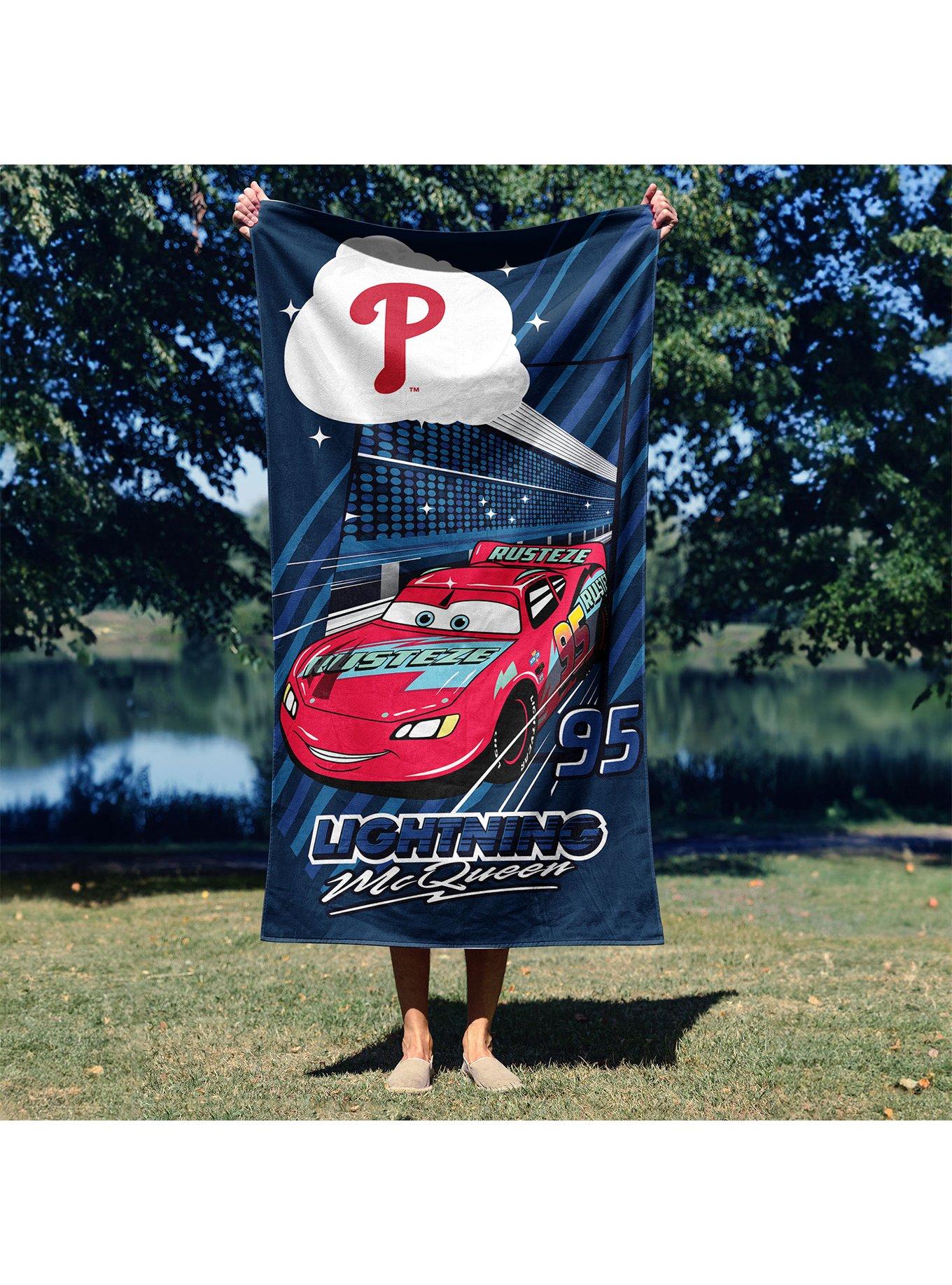MLB Philadelphia Phillies Disney Pixar Cars Speedline Navy Microfiber Beach Towel, , alternate - view 4