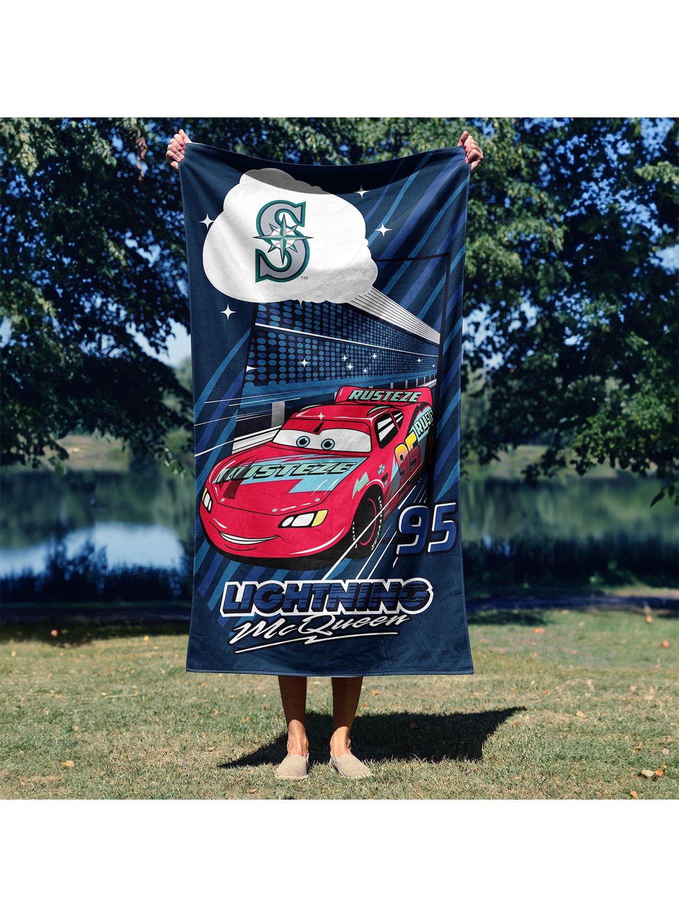 MLB Seattle Mariners Disney Pixar Cars Speedline Navy Microfiber Beach Towel, , alternate - view 4