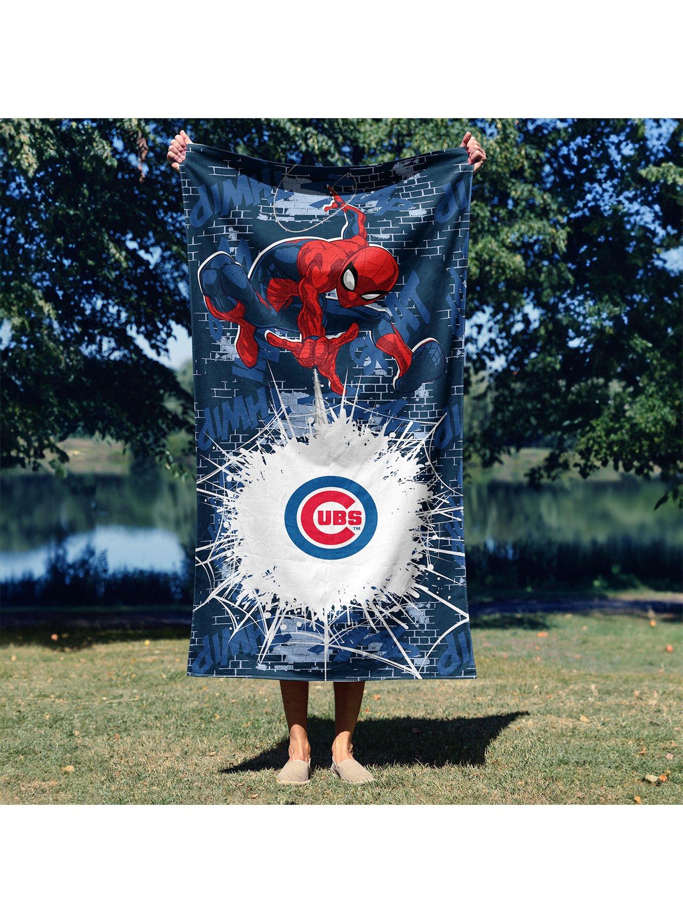 MLB Chicago Cubs Marvel Spider-Man Web Core Navy Microfiber Beach Towel, , alternate - view 4