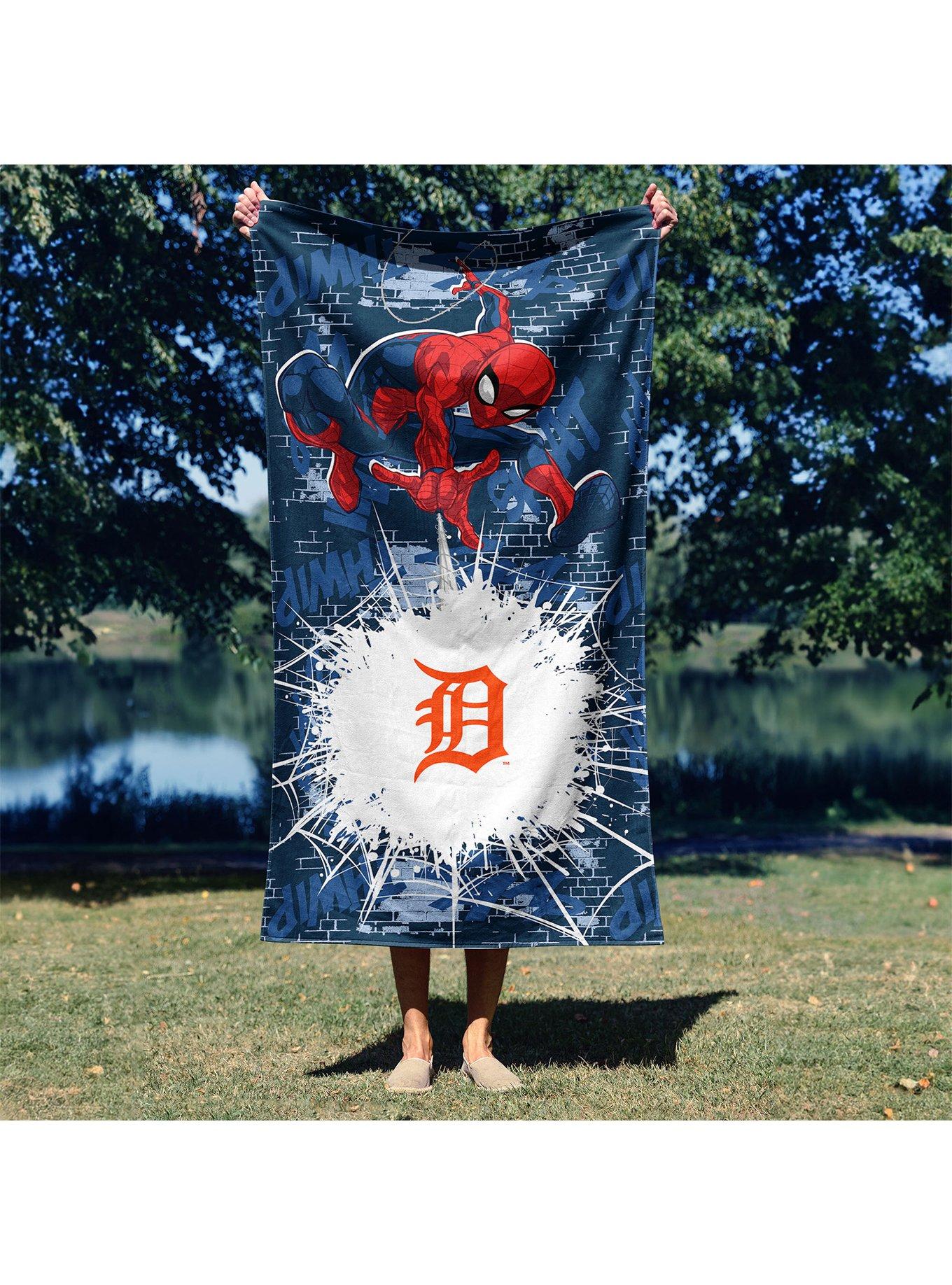 MLB Detroit Tigers Marvel Spider-Man Web Core Navy Microfiber Beach Towel, , alternate - view 4