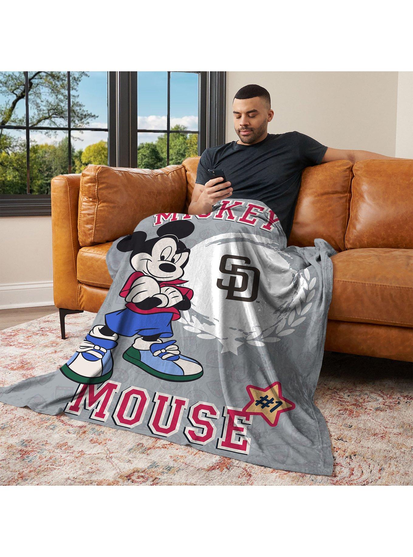 MLB San Diego Padres Disney Mickey Mouse Baller Grey Silk Touch Throw Blanket, , alternate - view 3