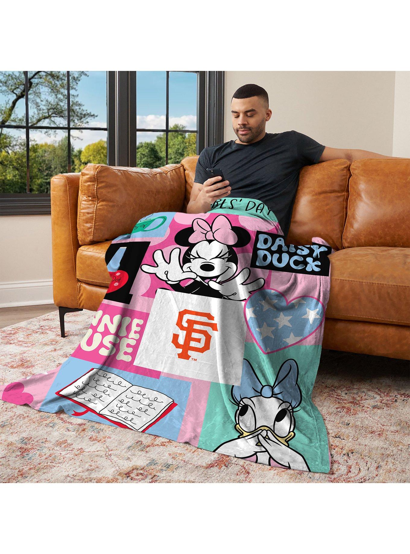 MLB San Francisco Giants Disney Minnie Mouse Checker Floral Pink Silk Touch Throw Blanket, , alternate - view 3
