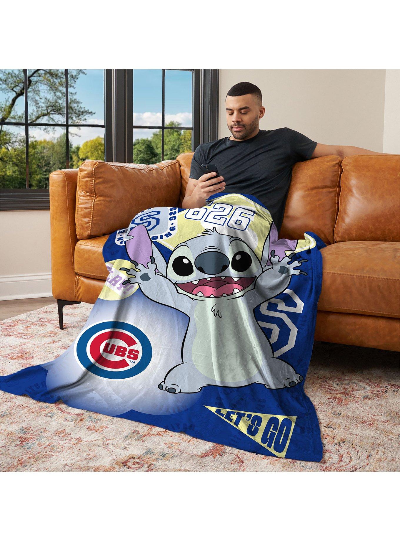 MLB Chicago Cubs Disney Lilo & Stitch Stickers Royal Silk Touch Throw Blanket, , alternate - view 3