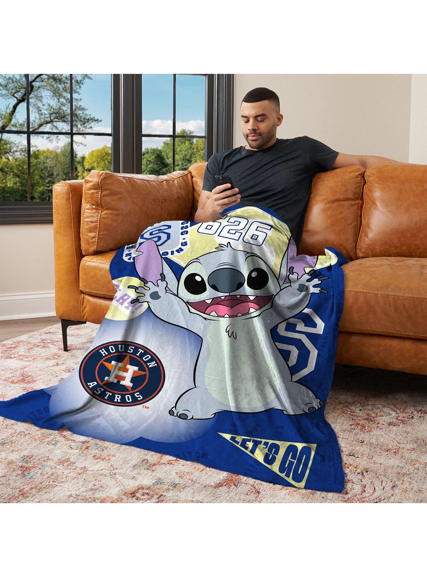 MLB Houston Astros Disney Lilo & Stitch Stickers Royal Silk Touch Throw Blanket, , alternate - view 3