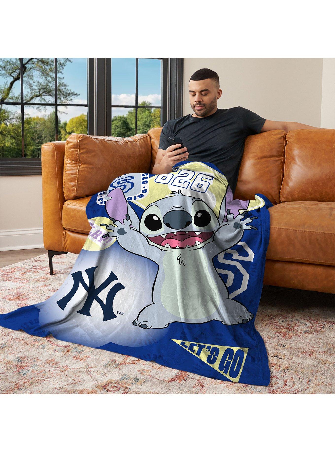 MLB New York Yankees Disney Lilo & Stitch Stickers Royal Silk Touch Throw Blanket, , alternate - view 3
