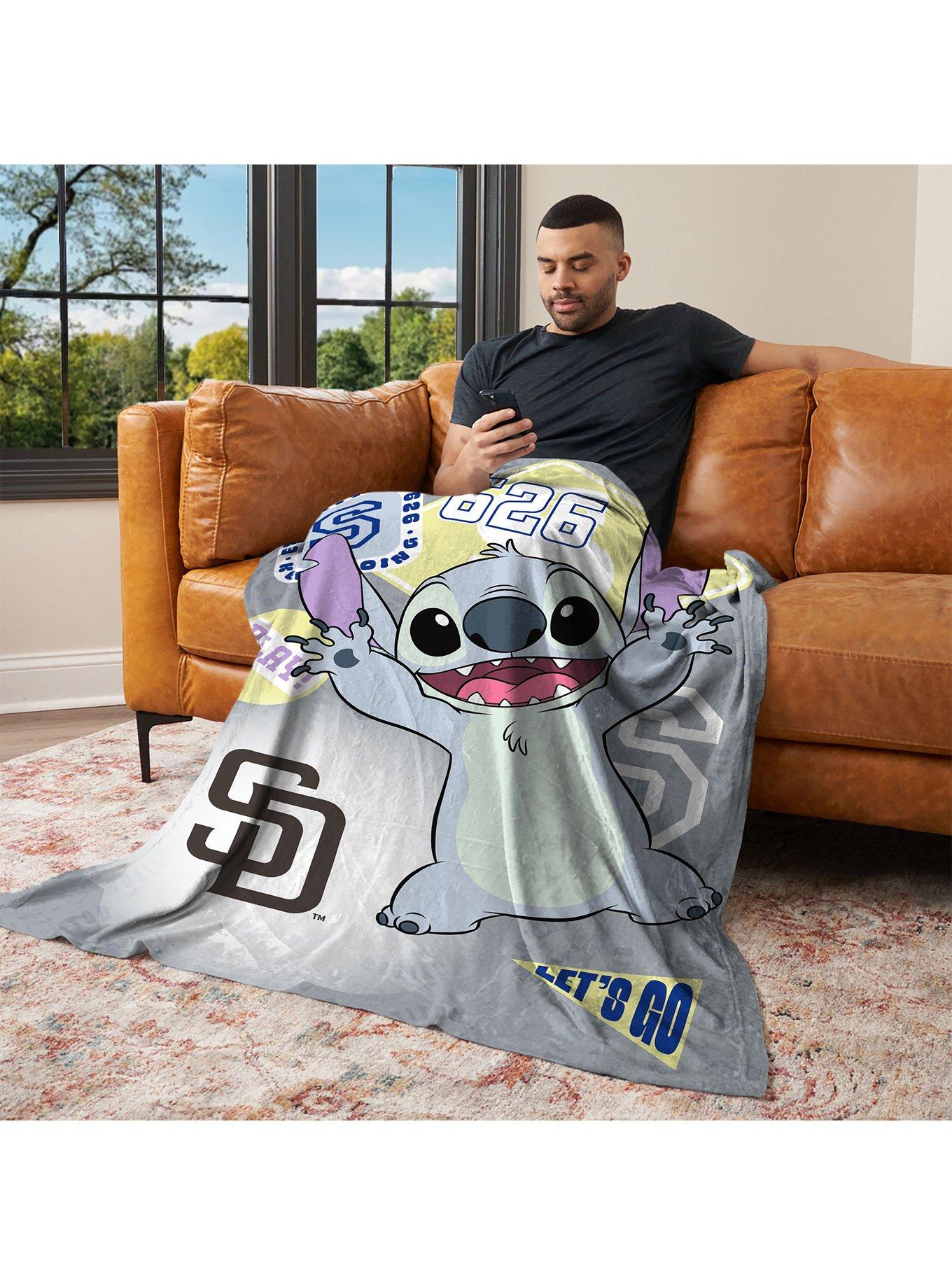 MLB San Diego Padres Disney Lilo & Stitch Stickers Grey Silk Touch Throw Blanket, , alternate - view 3