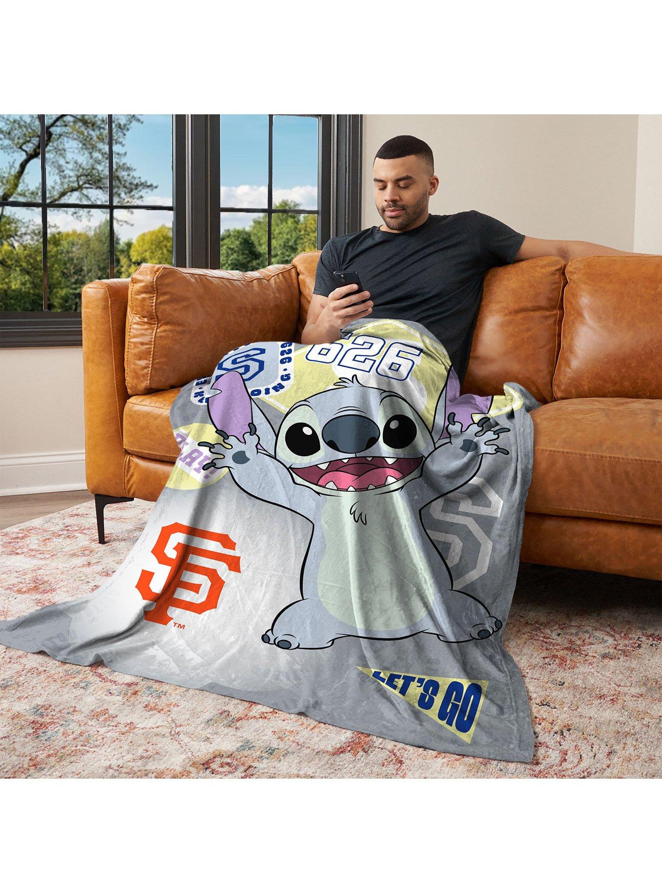 MLB San Francisco Giants Disney Lilo & Stitch Stickers Grey Silk Touch Throw Blanket, , alternate - view 3
