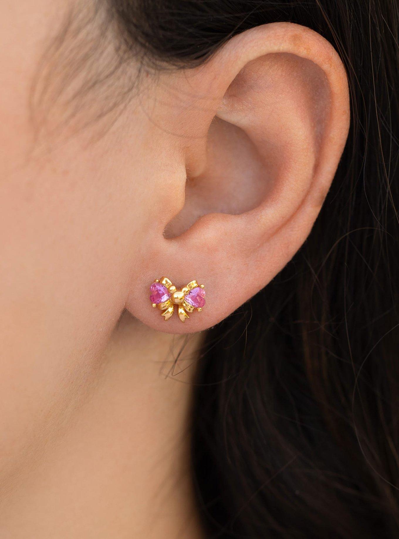 Girls Crew Disney Holiday Bow Studs, , alternate - view 2