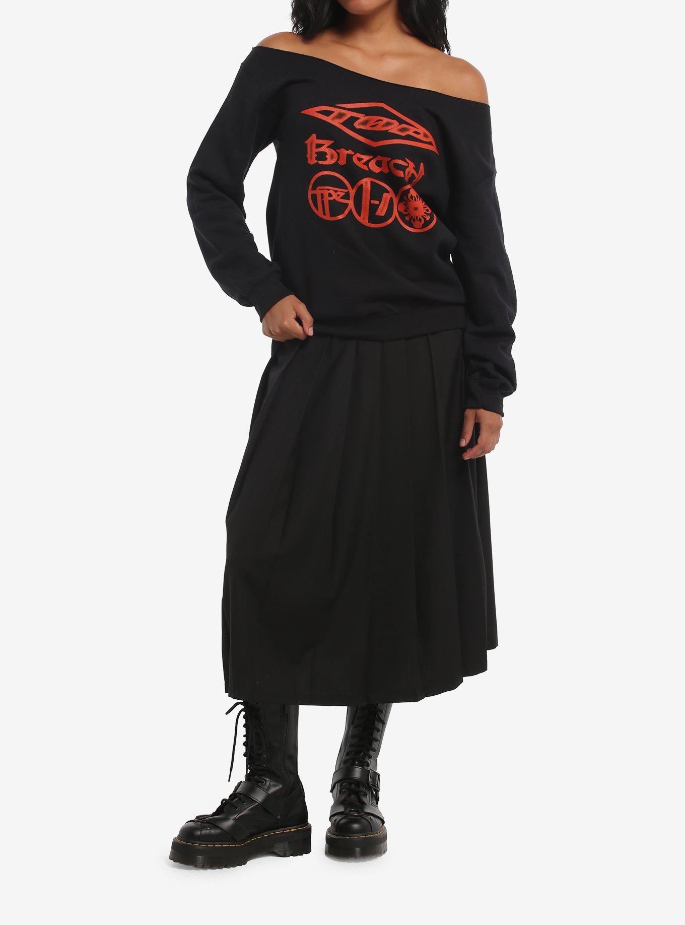 Twenty One Pilots Breach Girls Off-Shoulder Sweatshirt, BLACK, alternate - view 2