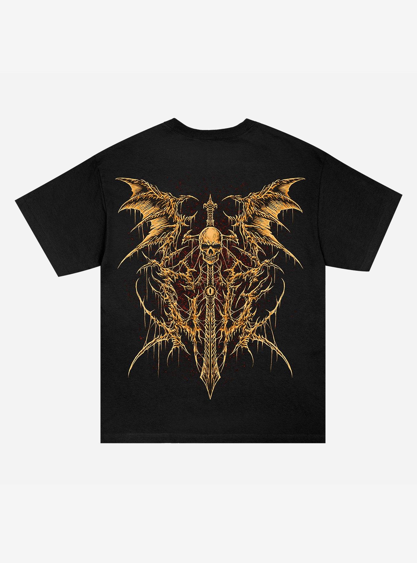 Chelsea Grin Bat Skull T-Shirt, BLACK, alternate - view 2