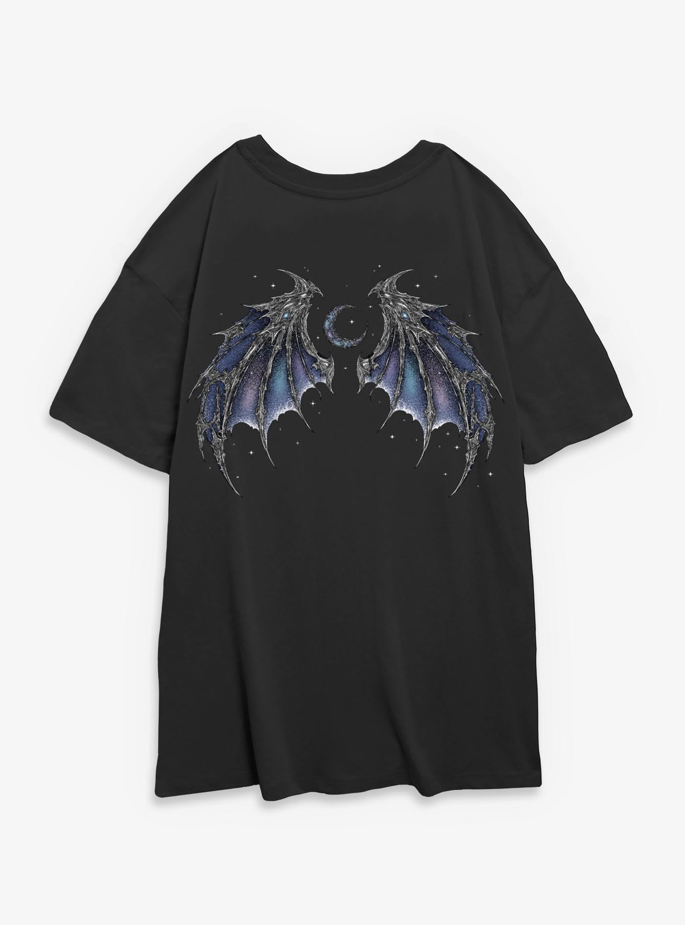 Does He Have Wings Girls Oversized T-Shirt, BLACK, alternate - view 2
